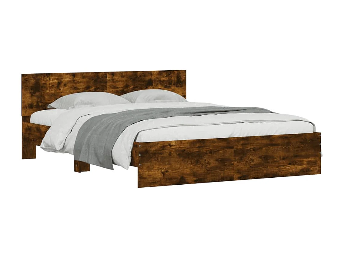 Cadre de lit avec LED sans matelas chêne fumé 160x200 cm