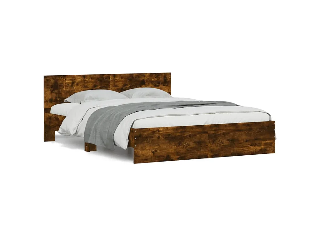 Cadre de lit avec LED sans matelas chêne fumé 160x200 cm