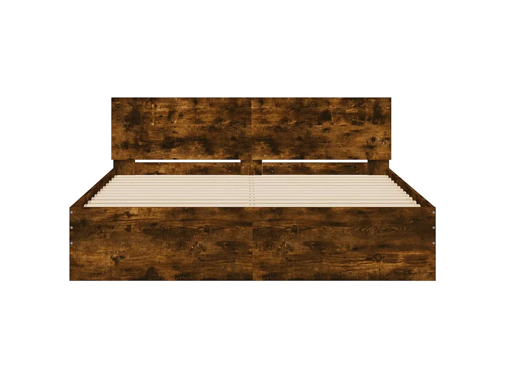 Cadre de lit avec LED sans matelas chêne fumé 160x200 cm