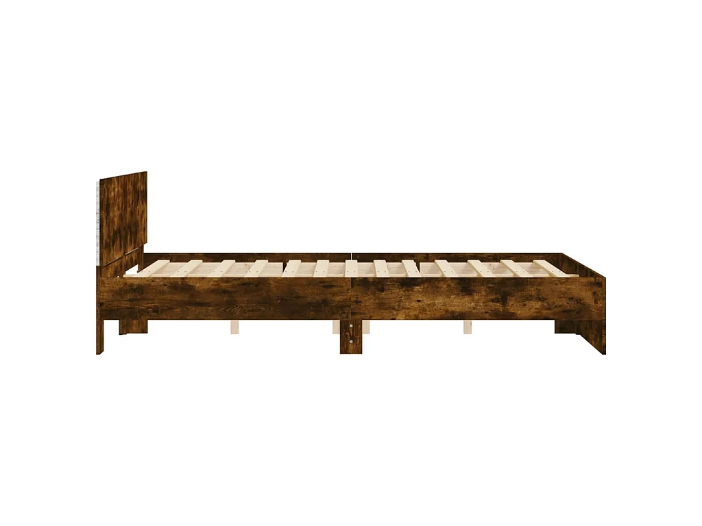 Cadre de lit avec LED sans matelas chêne fumé 160x200 cm