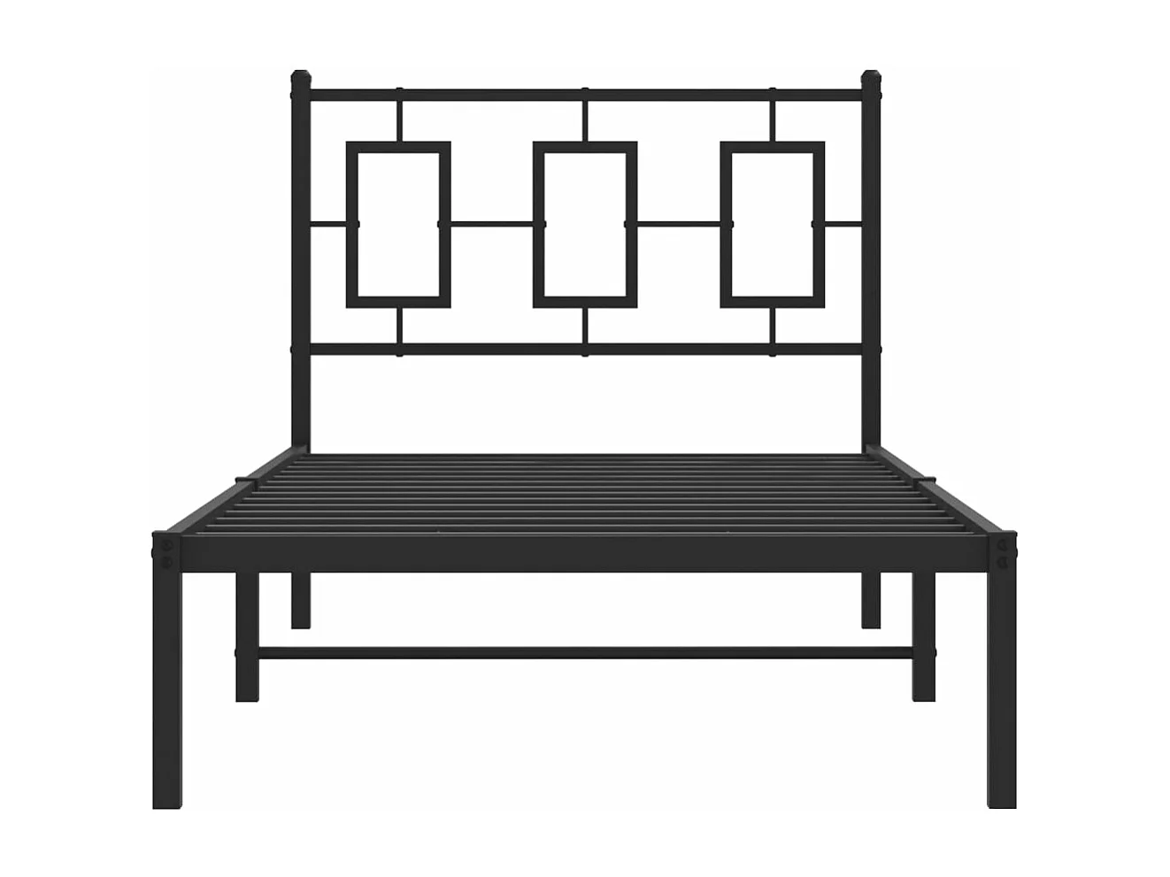 Cadre de lit métal sans matelas avec tête de lit noir 90x190 cm