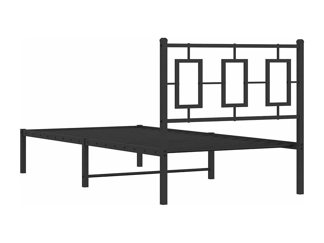Cadre de lit métal sans matelas avec tête de lit noir 90x190 cm