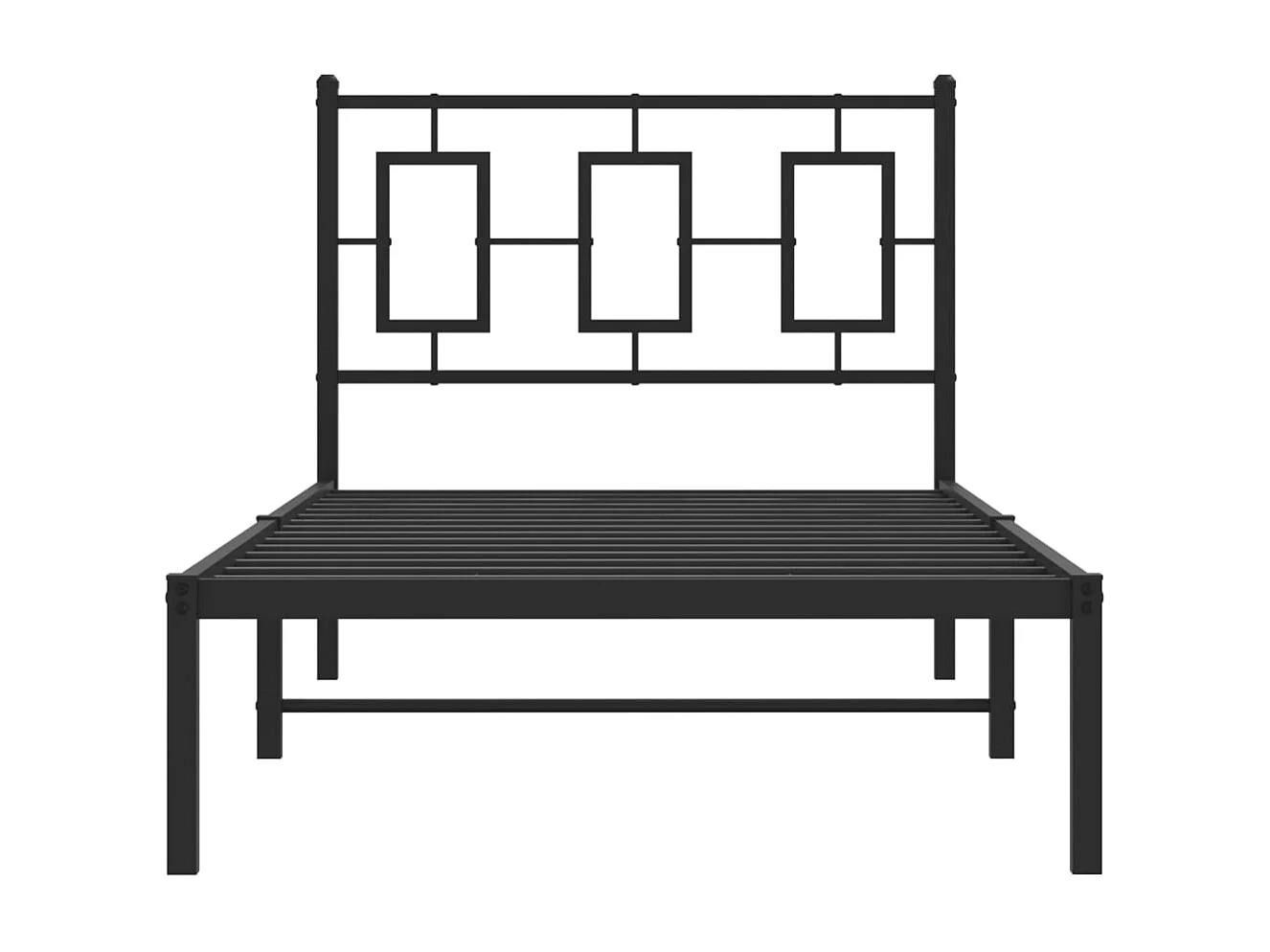 Cadre de lit métal sans matelas avec tête de lit noir 90x190 cm