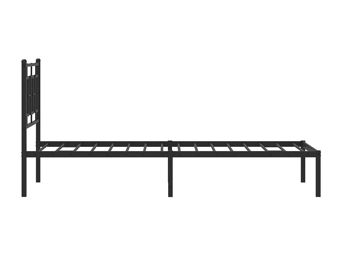 Cadre de lit métal sans matelas avec tête de lit noir 90x190 cm