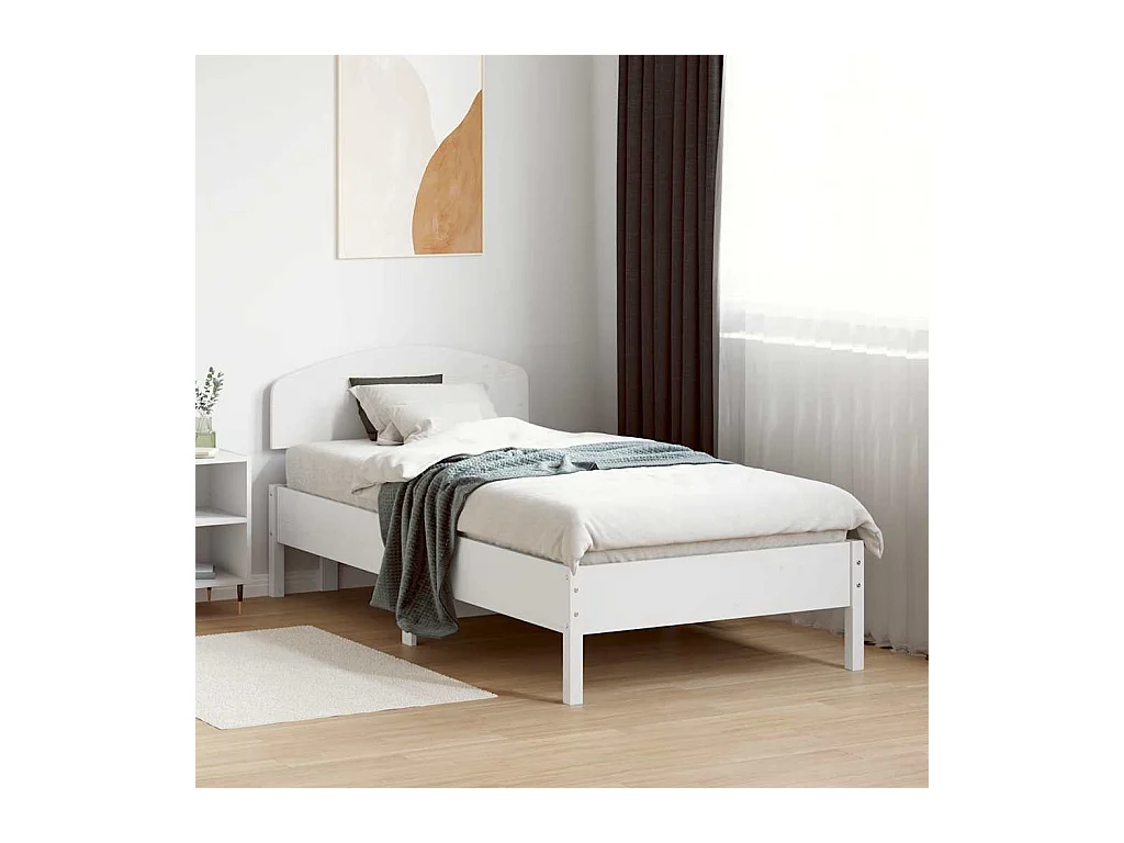 Cadre de lit sans matelas blanc 75x190 cm bois de pin massif