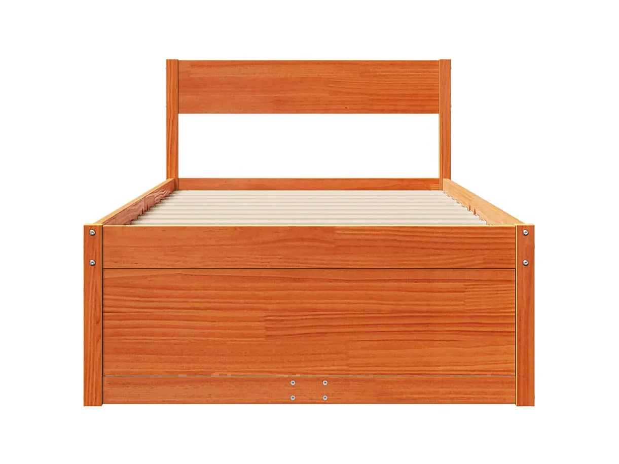 Cadre de lit sans matelas cire marron 100x200cm bois pin massif