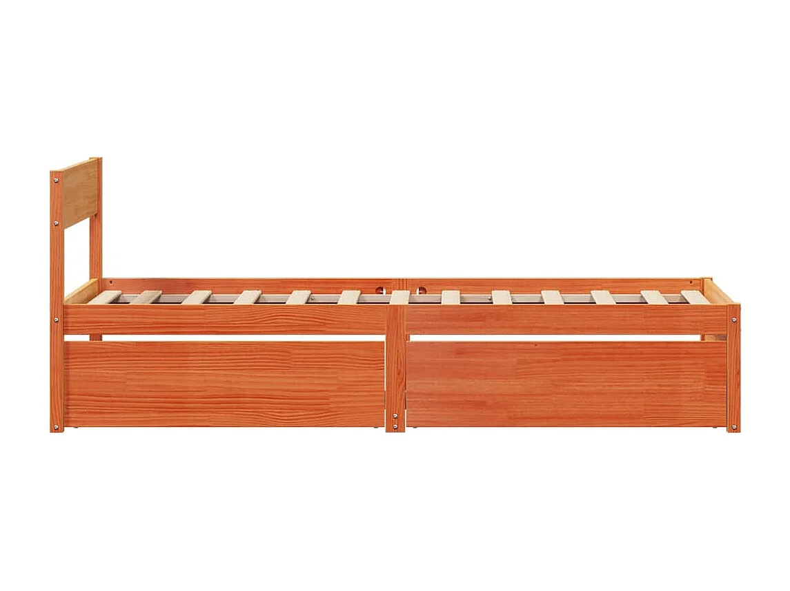 Cadre de lit sans matelas cire marron 100x200cm bois pin massif