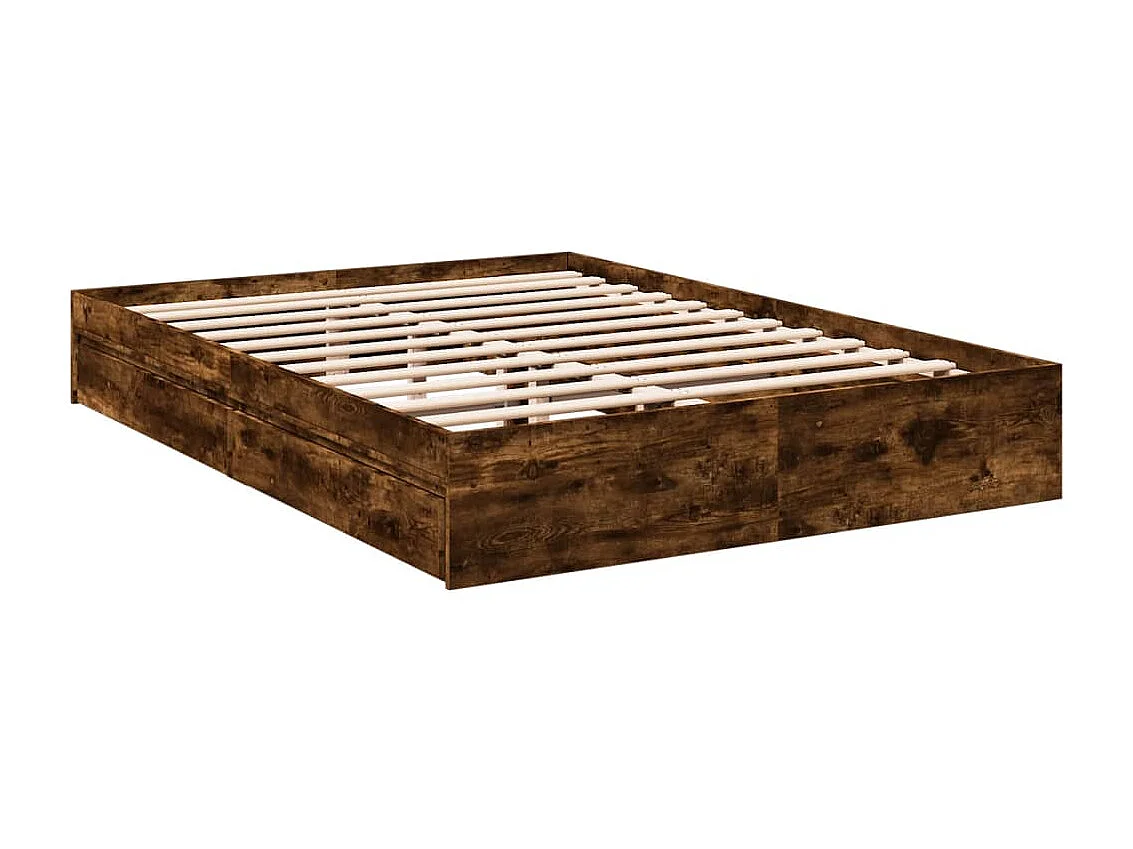 Bedframe met lades bewerkt hout gerookt eikenkleurig 160x200 cm