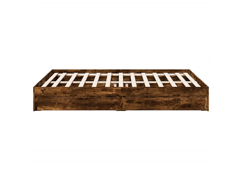 Cadre de lit avec tiroirs sans matelas chêne fumé 160x200 cm