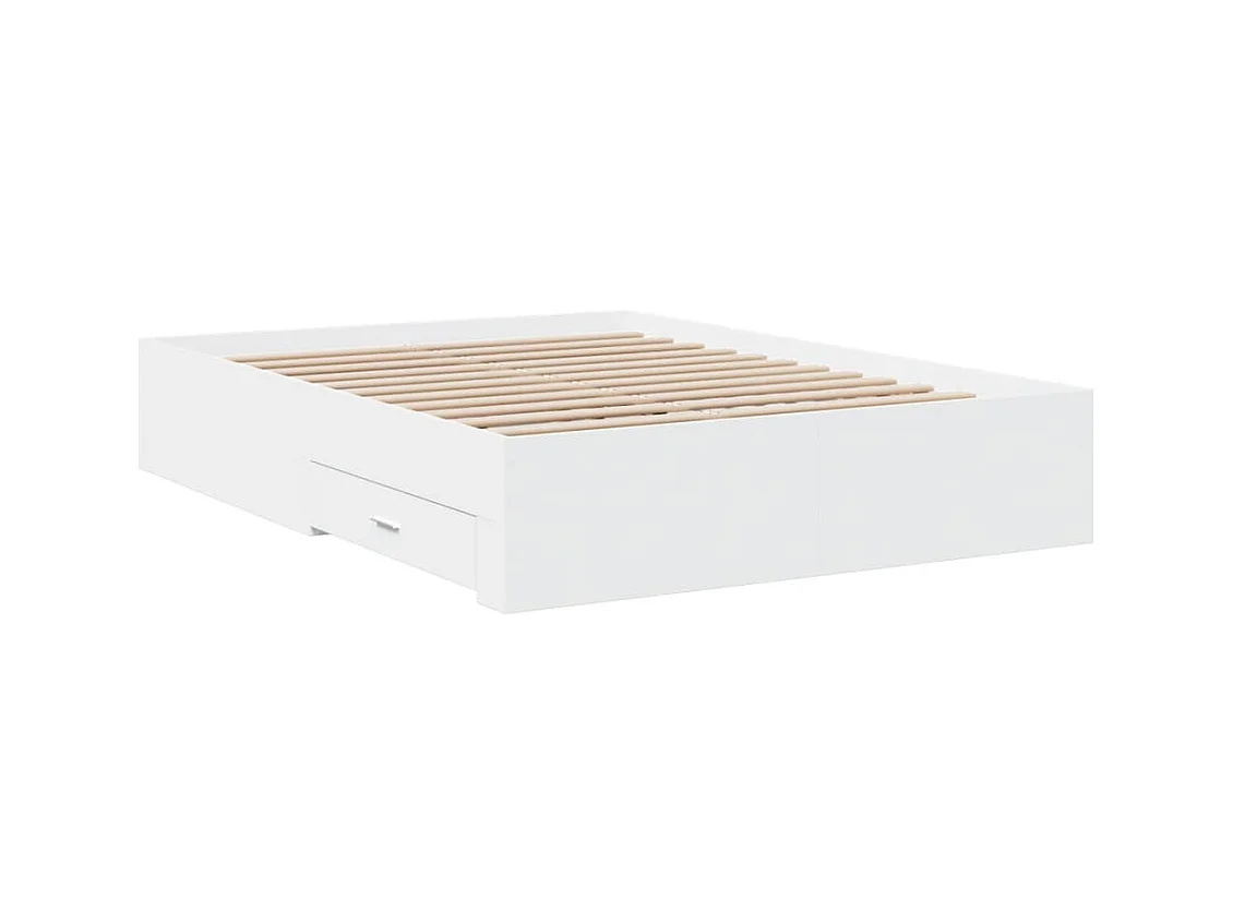 Cadre de lit avec tiroirs sans matelas blanc 120x200 cm