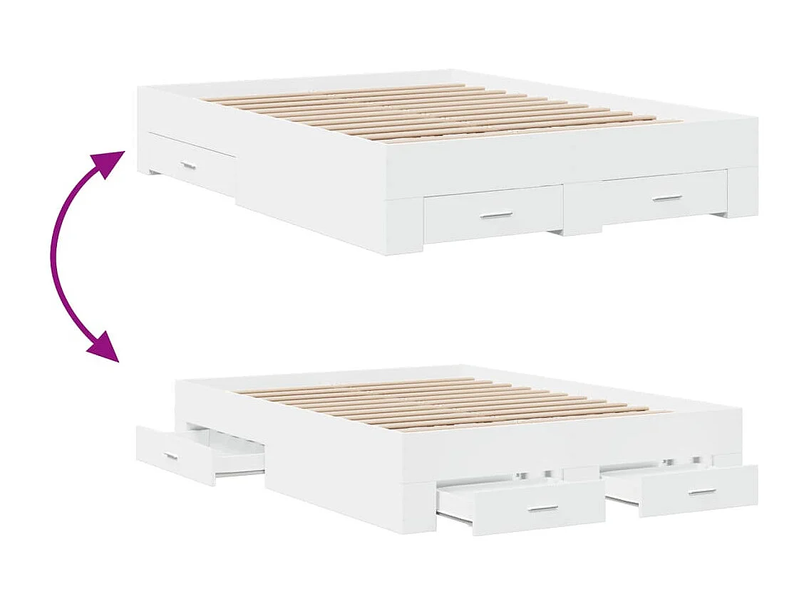 Bedframe met lades bewerkt hout wit 120x200 cm