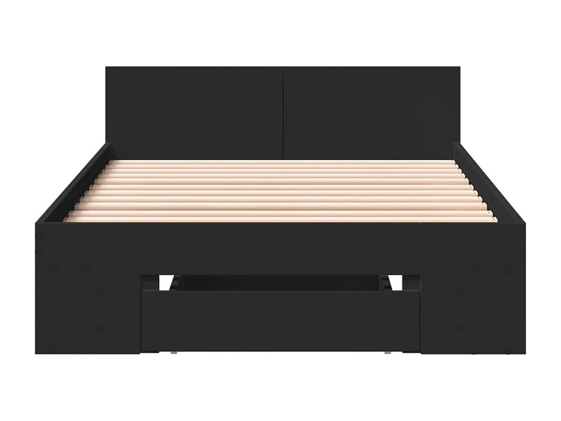 Cadre de lit avec tiroir sans matelas noir 100x200 cm