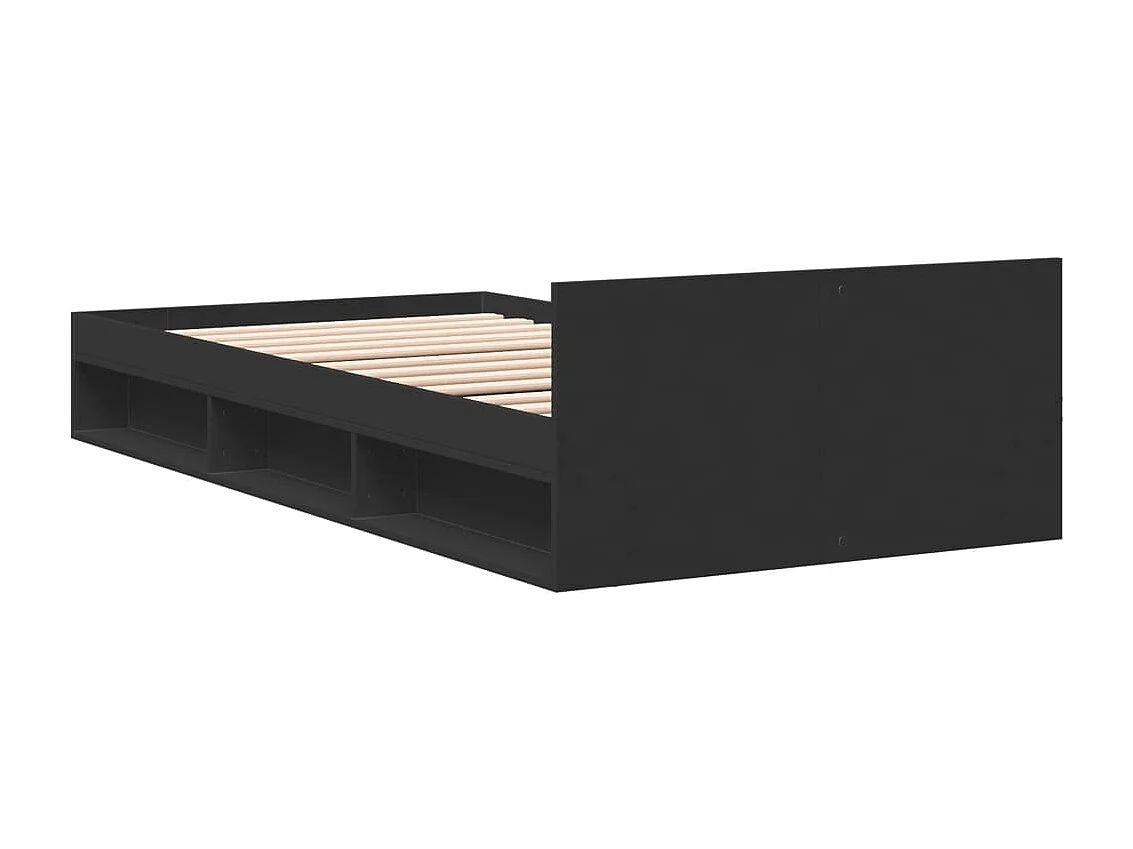 Cadre de lit avec tiroir sans matelas noir 100x200 cm