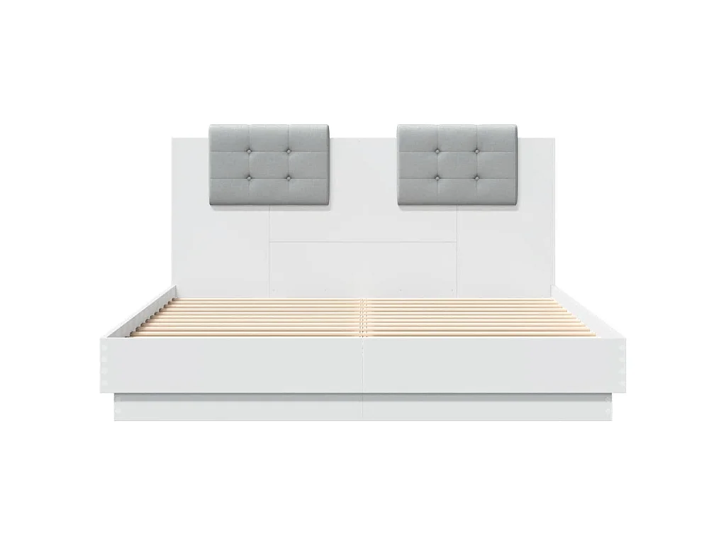 Giroletto con Testiera Bianco 150x200 cm in Legno Multistrato
