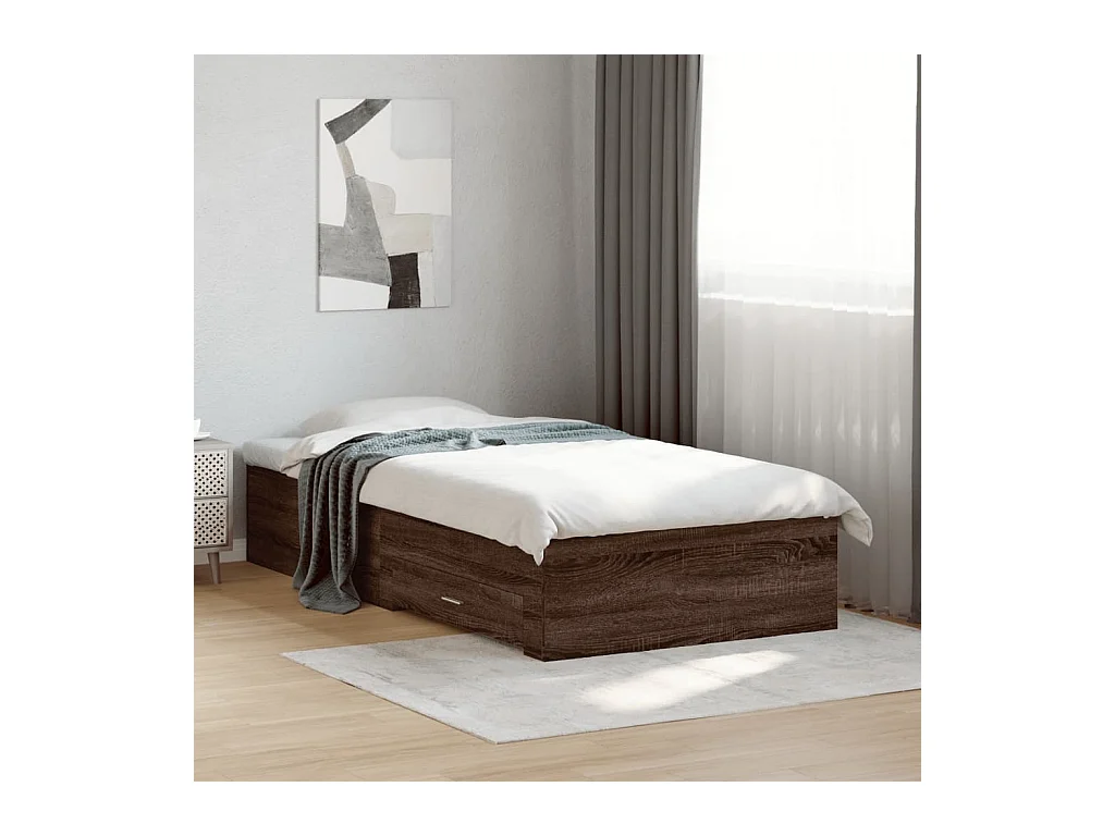Cadre de lit avec tiroirs sans matelas chêne marron 100x200 cm