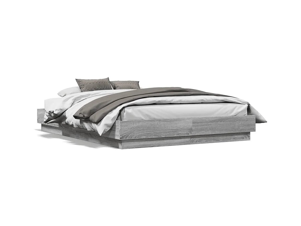 Cadre de lit sans matelas sonoma gris 135x190 cm