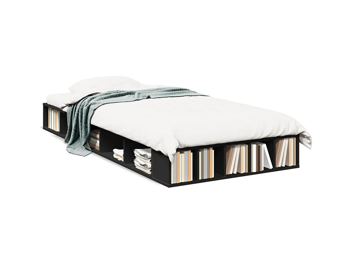 Cadre de lit sans matelas noir 90x200 cm