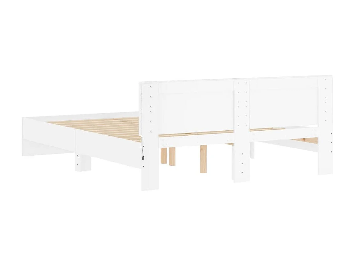 Estructura de cama con cabecero y luces LED blanco 150x200 cm