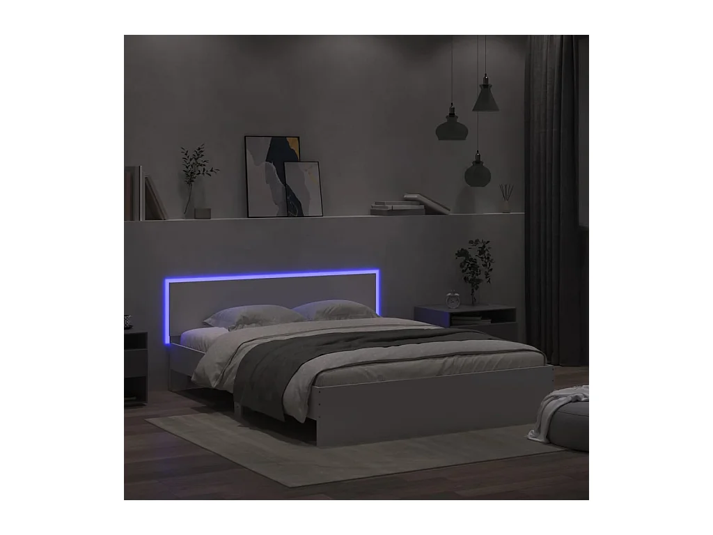 Giroletto con Testiera e LED Bianco 150x200 cm