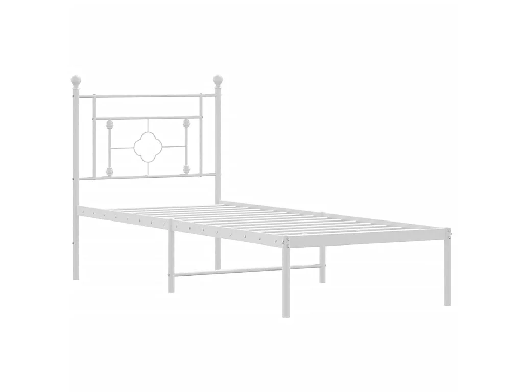 Cadre de lit métal sans matelas avec tête de lit blanc 75x190cm