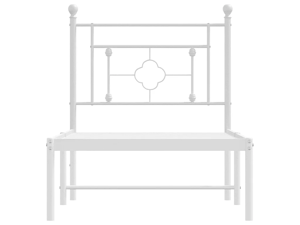 Cadre de lit métal sans matelas avec tête de lit blanc 75x190cm
