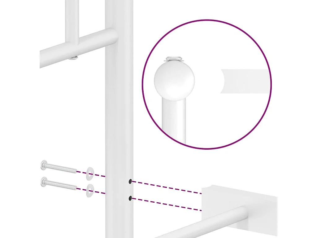 Cadre de lit métal sans matelas avec tête de lit blanc 75x190cm