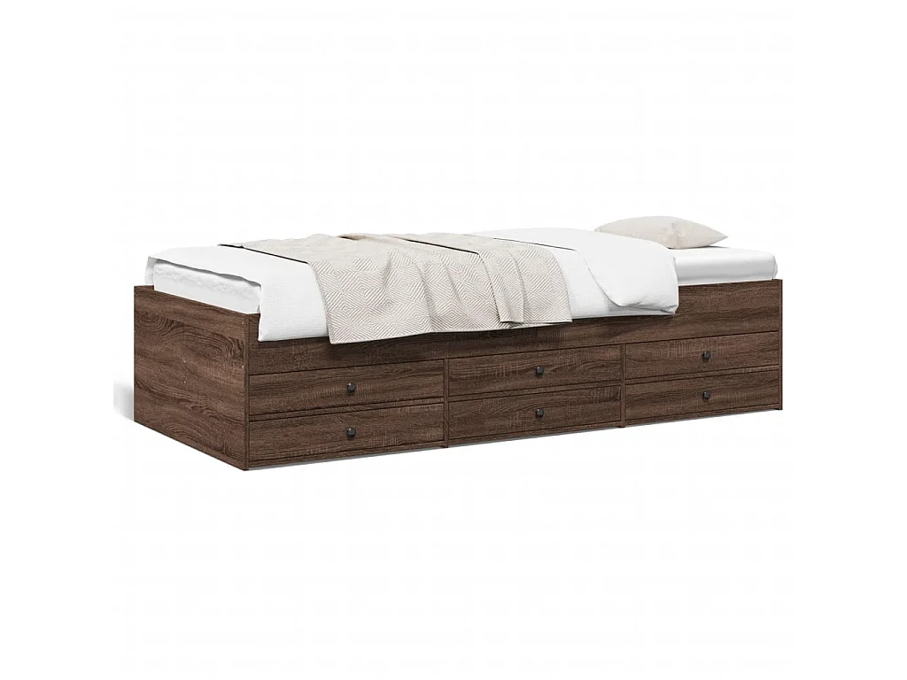 Lit de jour avec tiroirs sans matelas chêne marron 75x190 cm