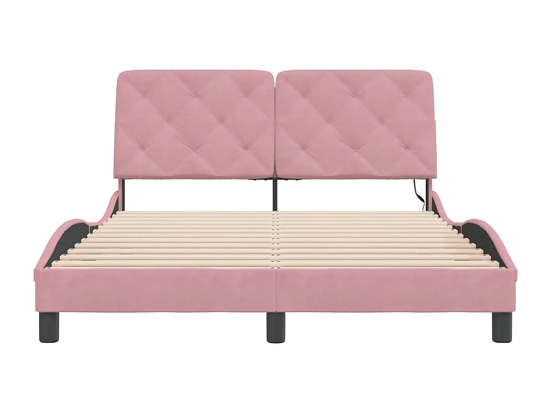 Cadre de lit avec LED sans matelas rose 120x200 cm velours