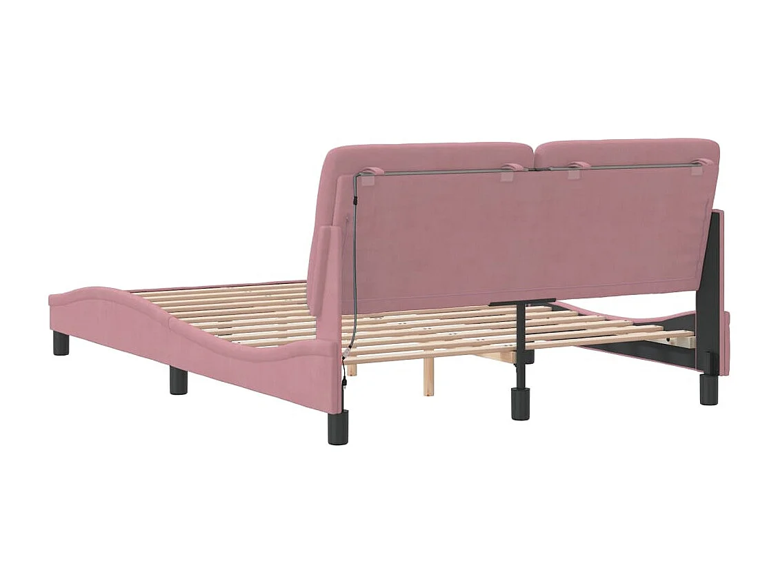 Bedframe met LED zonder matras fluweel roze 120x200 cm
