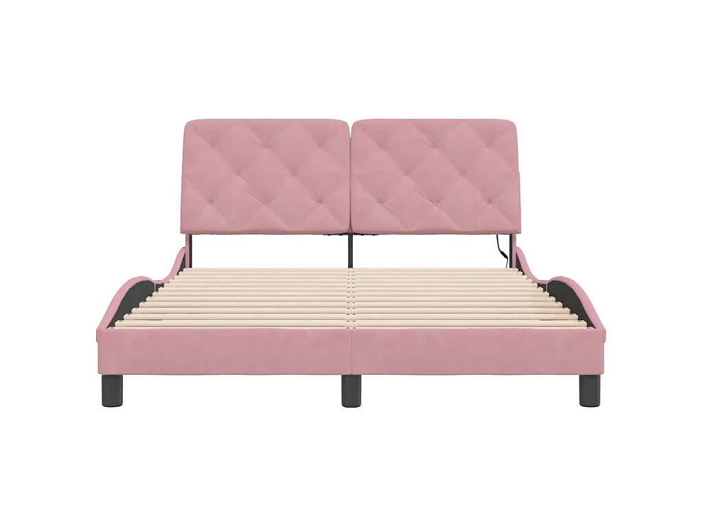 Bedframe met LED zonder matras fluweel roze 120x200 cm