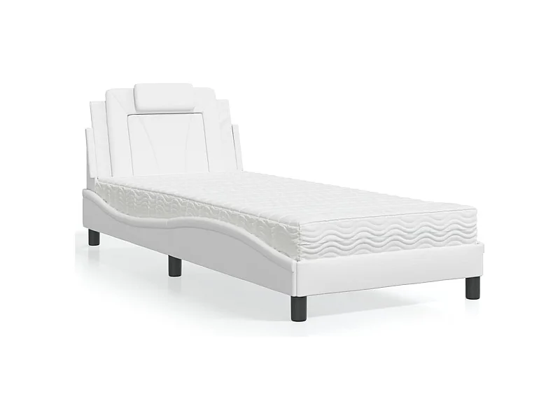 Lit Viana avec matelas blanc 90x200 cm similicuir