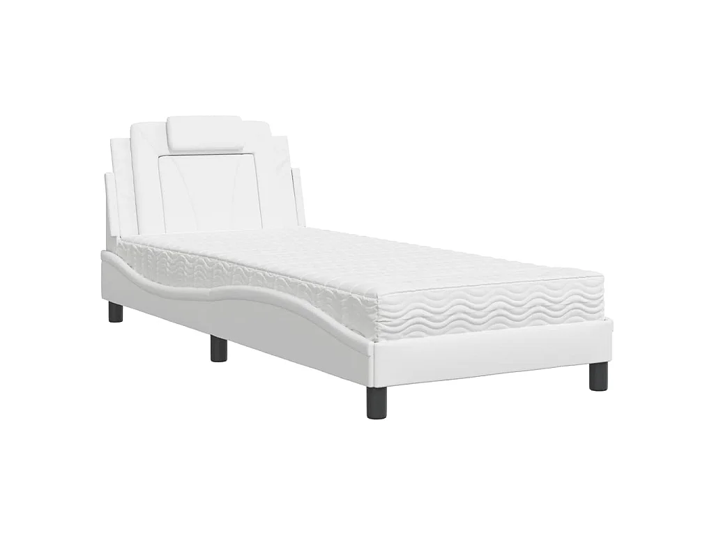 Letto Viana con Materasso Bianco 90x200 cm in Similpelle