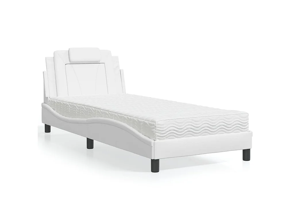 Letto Viana con Materasso Bianco 90x200 cm in Similpelle