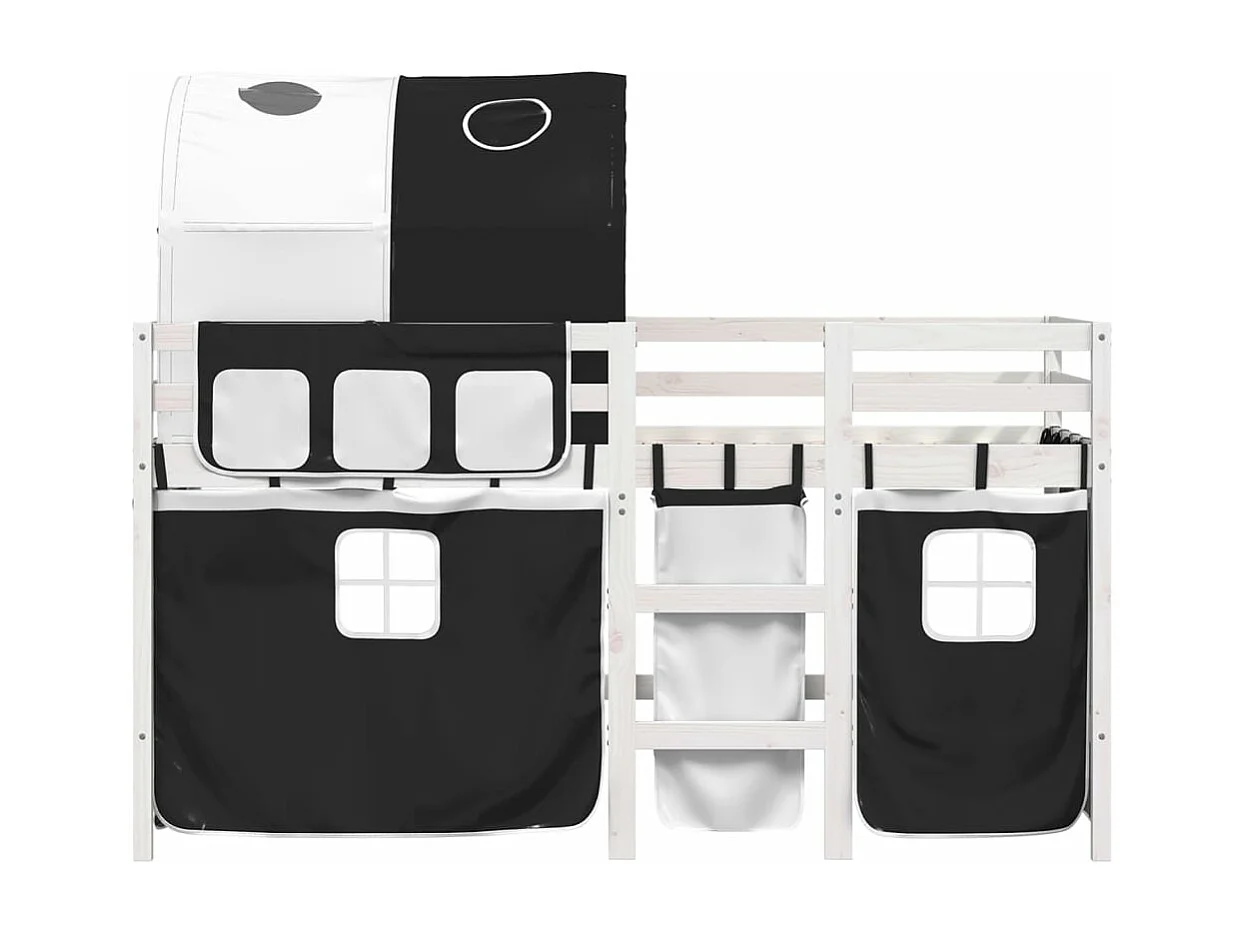 Lit mezzanine enfants avec tunnel sans matelas 90x200 cm