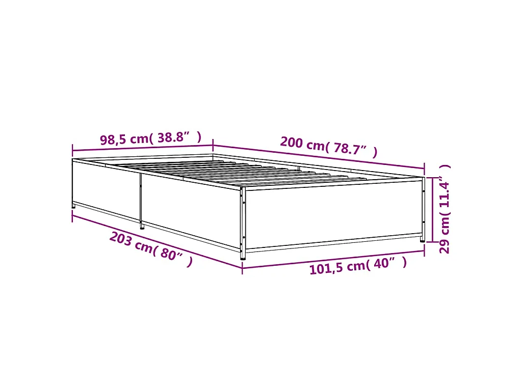 Cadre de lit sans matelas chêne marron 100x200 cm