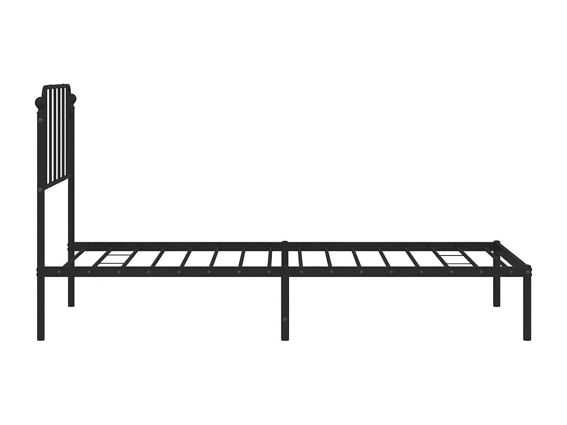 Cadre de lit métal sans matelas avec tête de lit noir 90x190 cm