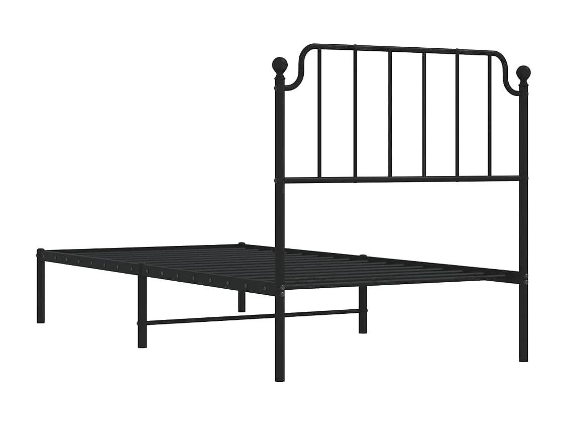 Cadre de lit métal sans matelas avec tête de lit noir 90x190 cm