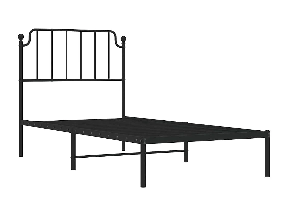 Bettgestell mit Kopfteil Metall Schwarz 90x190 cm