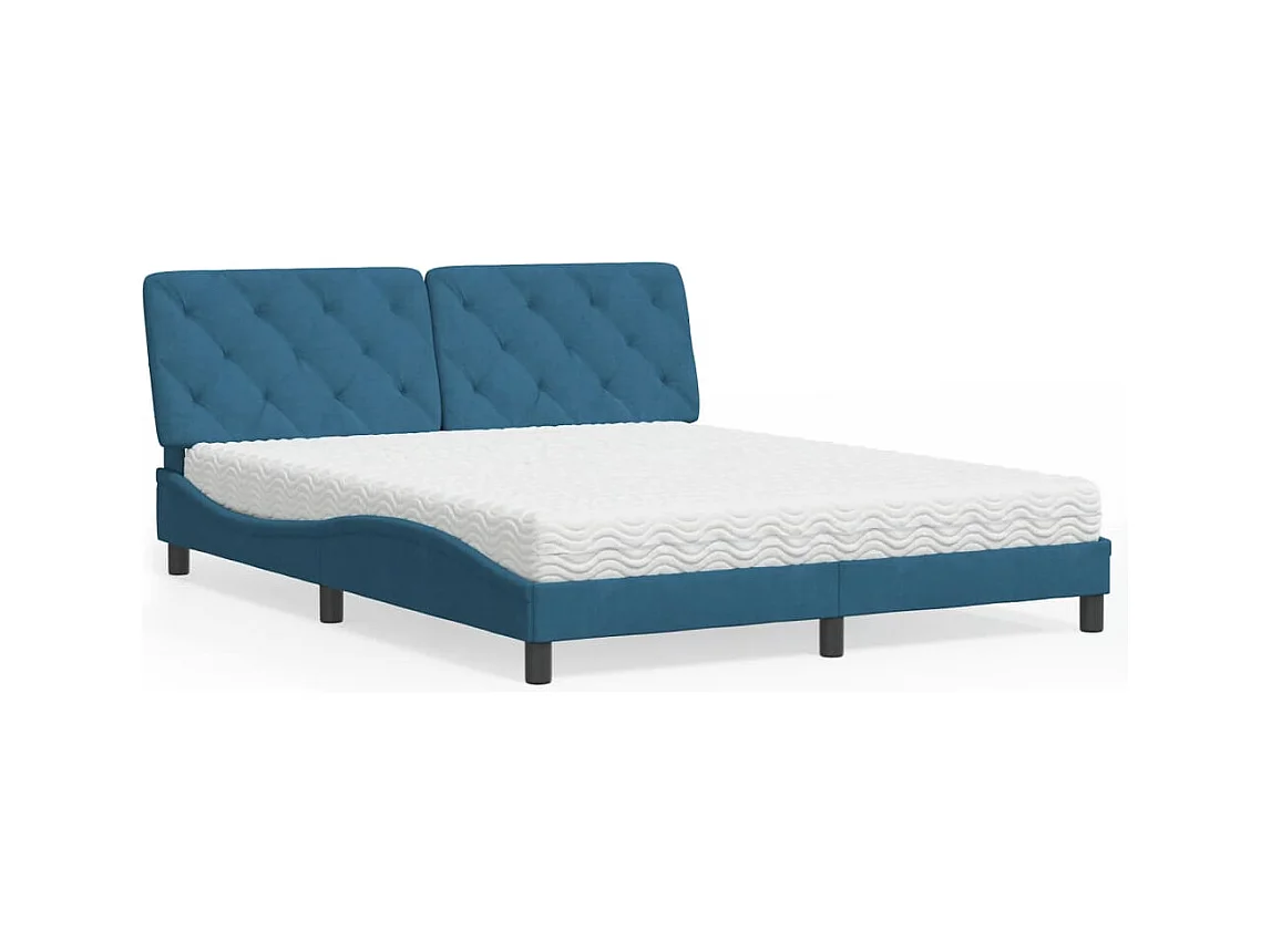 Lit avec matelas bleu 160x200 cm velours