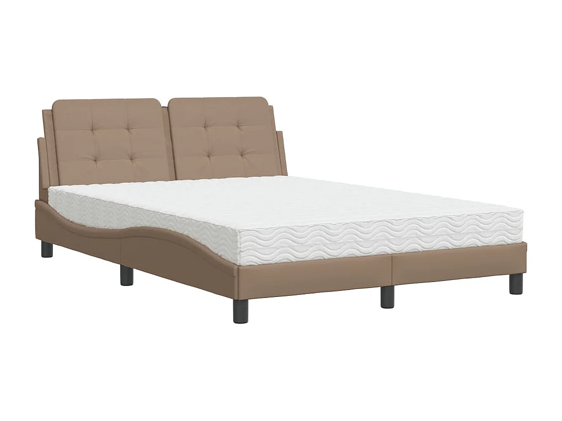 Estrutura de cama sem colchão Zadar 140x190 cm couro artificial cappuccino