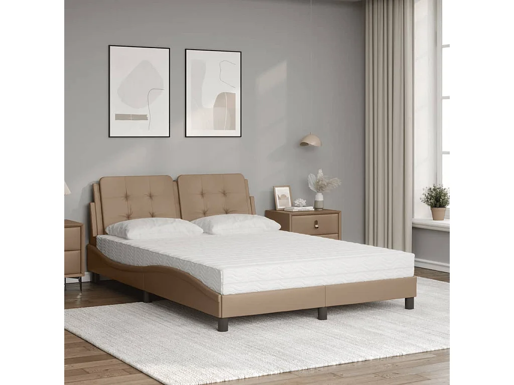 Estrutura de cama sem colchão Zadar 140x190 cm couro artificial cappuccino