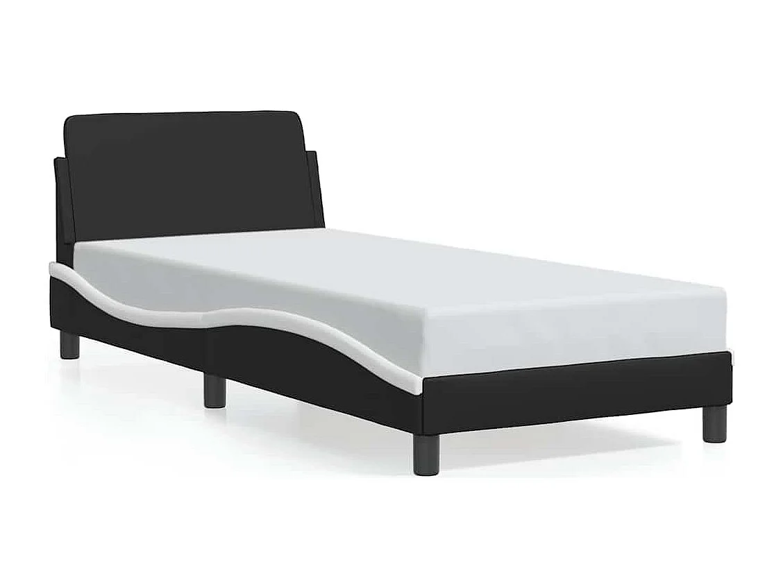 Bedframe "Dover" kunstleer zwart en wit 90x190 cm