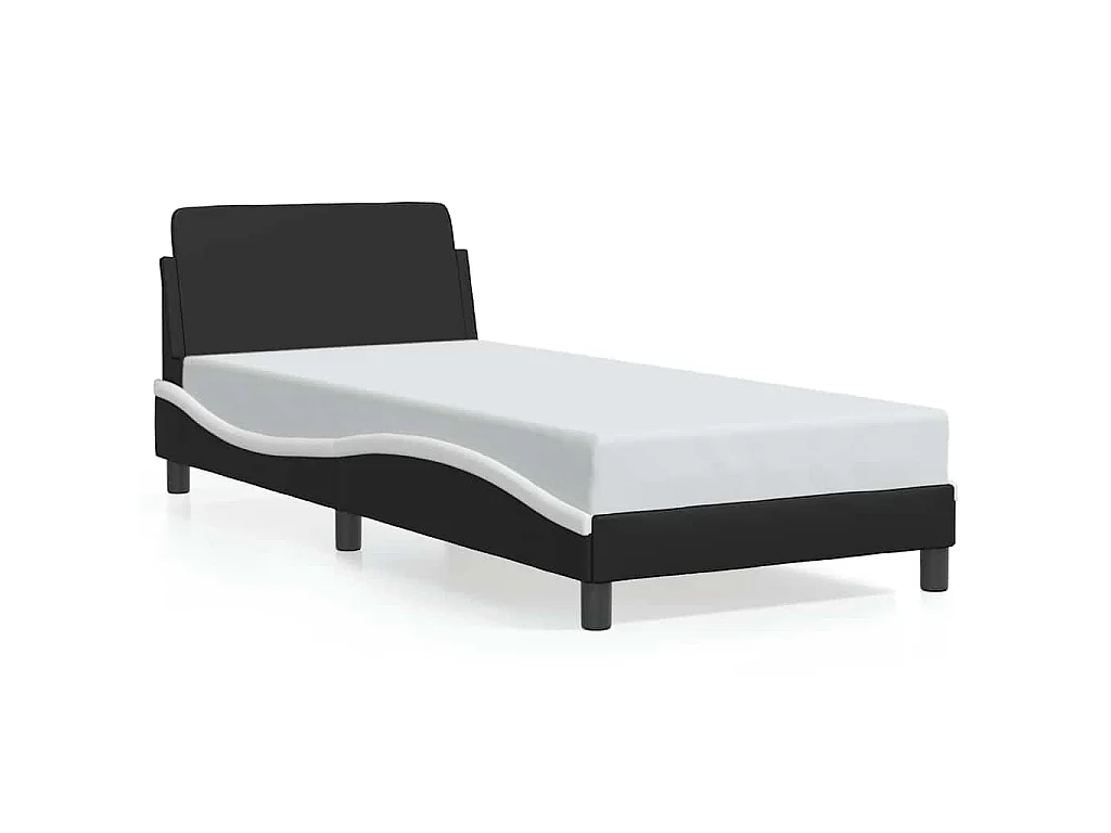 Bedframe "Dover" kunstleer zwart en wit 90x190 cm