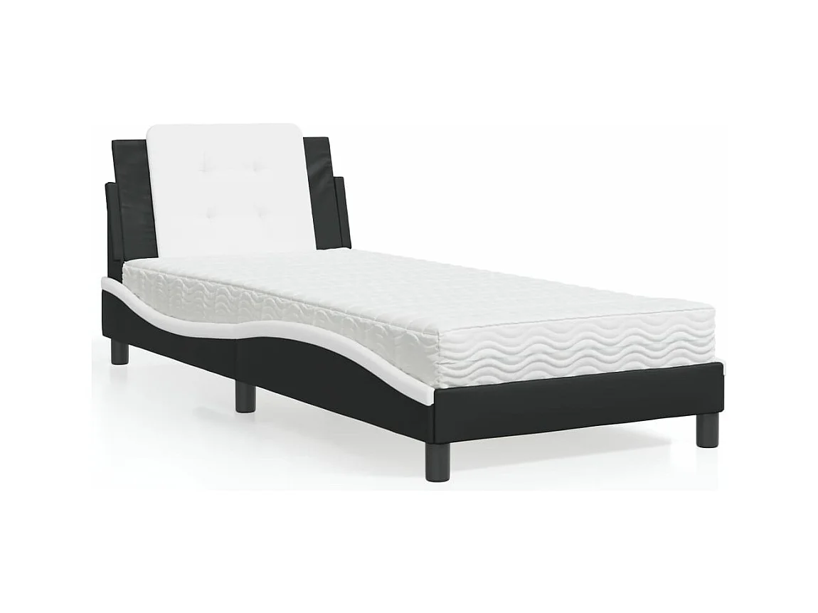 Bedframe zonder matras "Zadar" kunstleer zwart en wit 100x200 cm