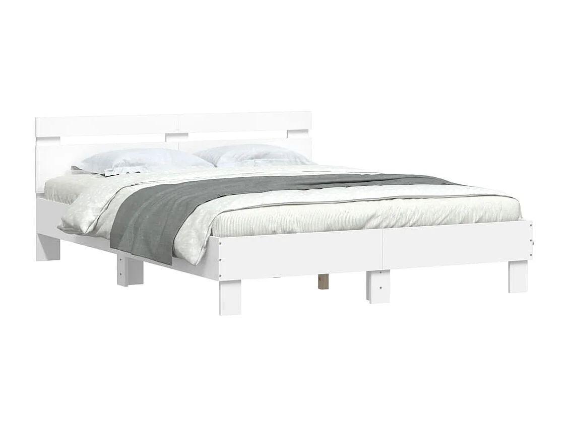 Bedframe met hoofdeinde en LED wit 140x190 cm