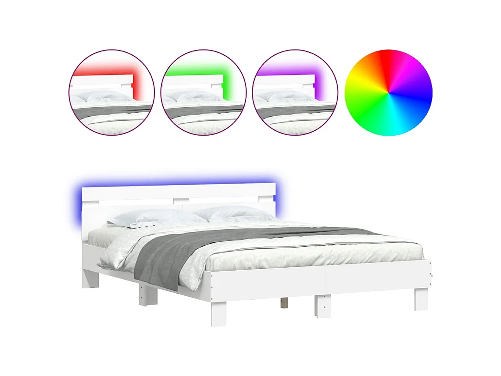 Giroletto con Testiera e LED Bianco 140x190 cm