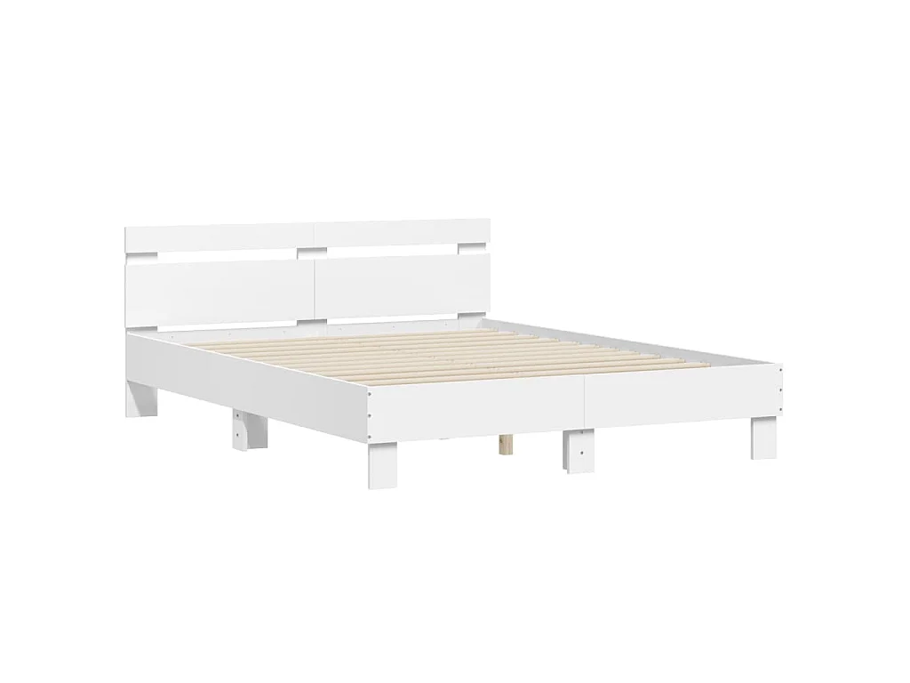 Giroletto con Testiera e LED Bianco 140x190 cm