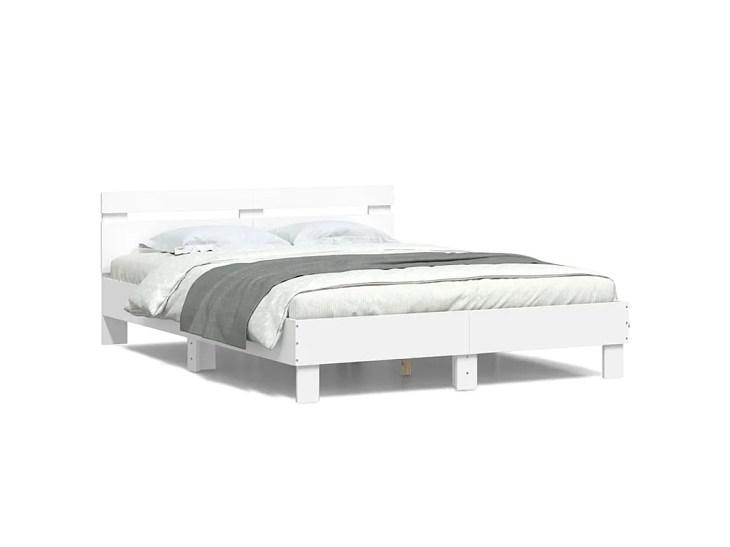 Bedframe met hoofdeinde en LED wit 140x190 cm