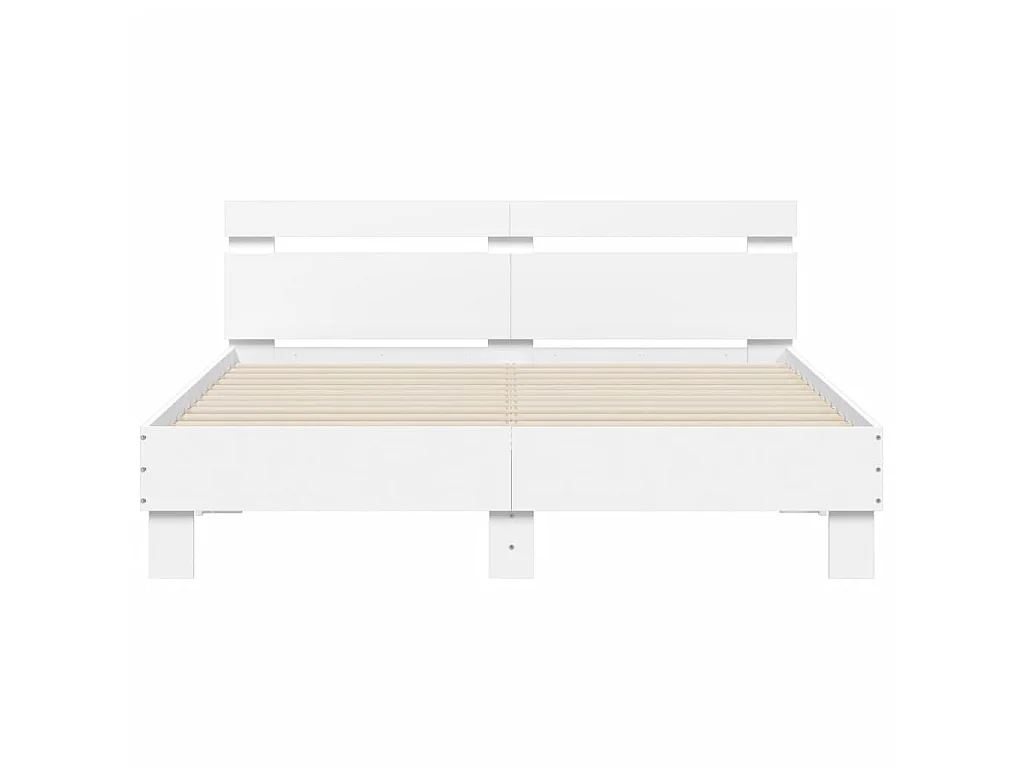 Bedframe met hoofdeinde en LED wit 140x190 cm