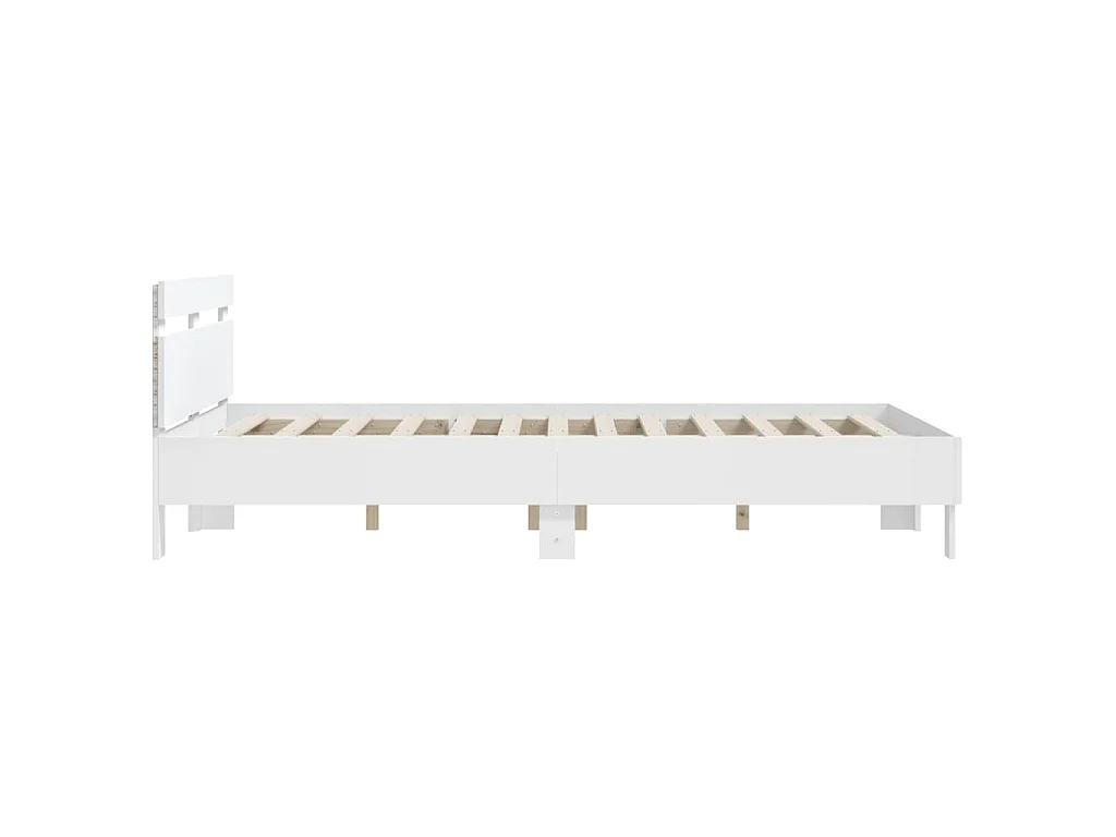 Bedframe met hoofdeinde en LED wit 140x190 cm